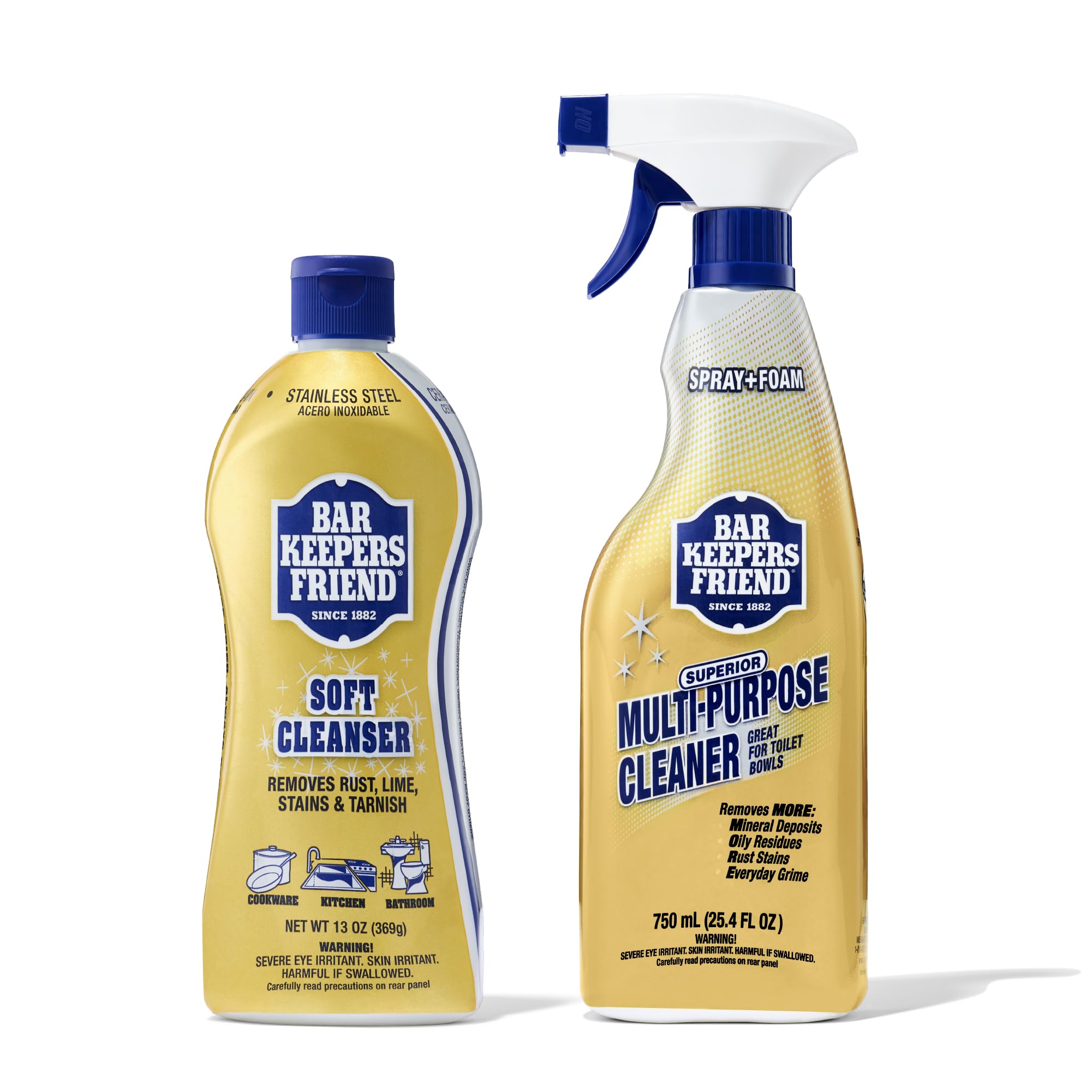 Bar Keepers Friend Soft Cleanser & 2-in-1 Spray & Foam Cleaner Bundle