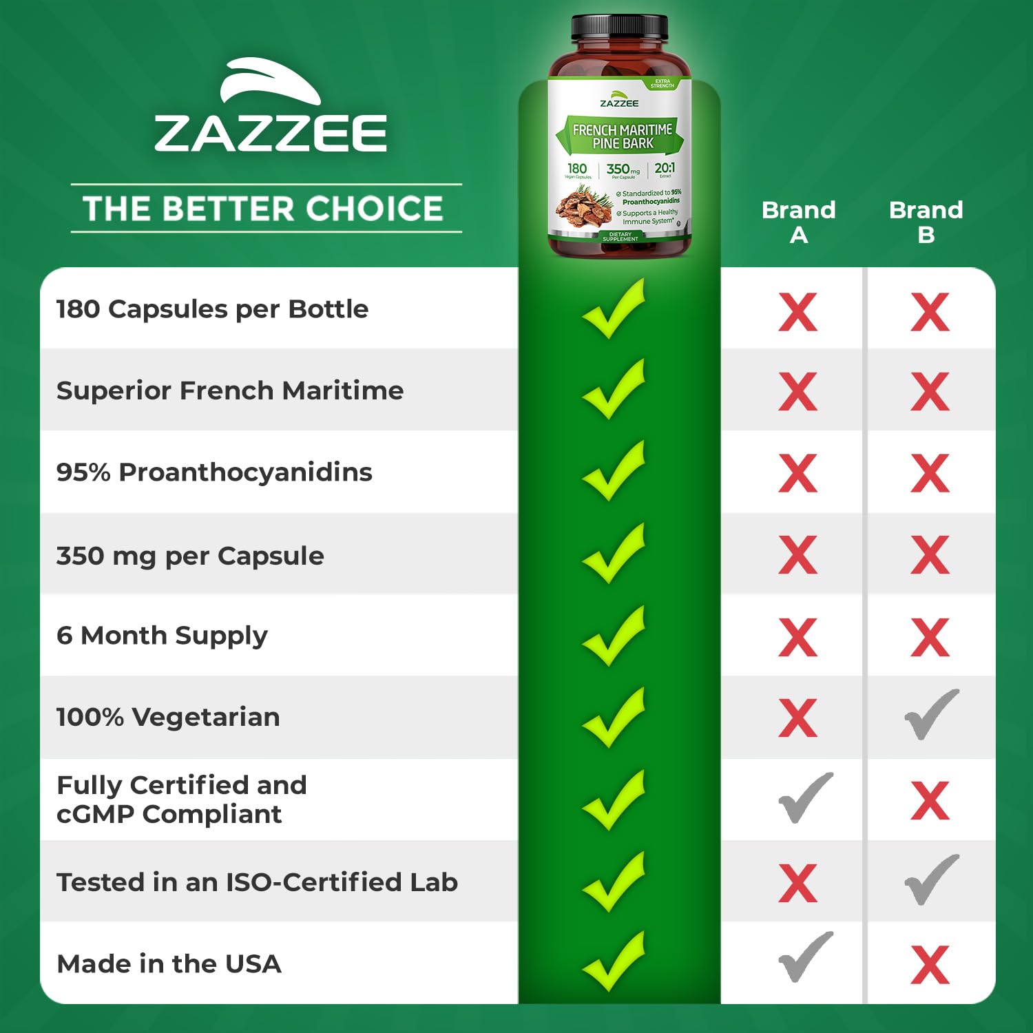 Zazzee Pine Bark Extract 350 mg Capsule | Vegan & Kosher

