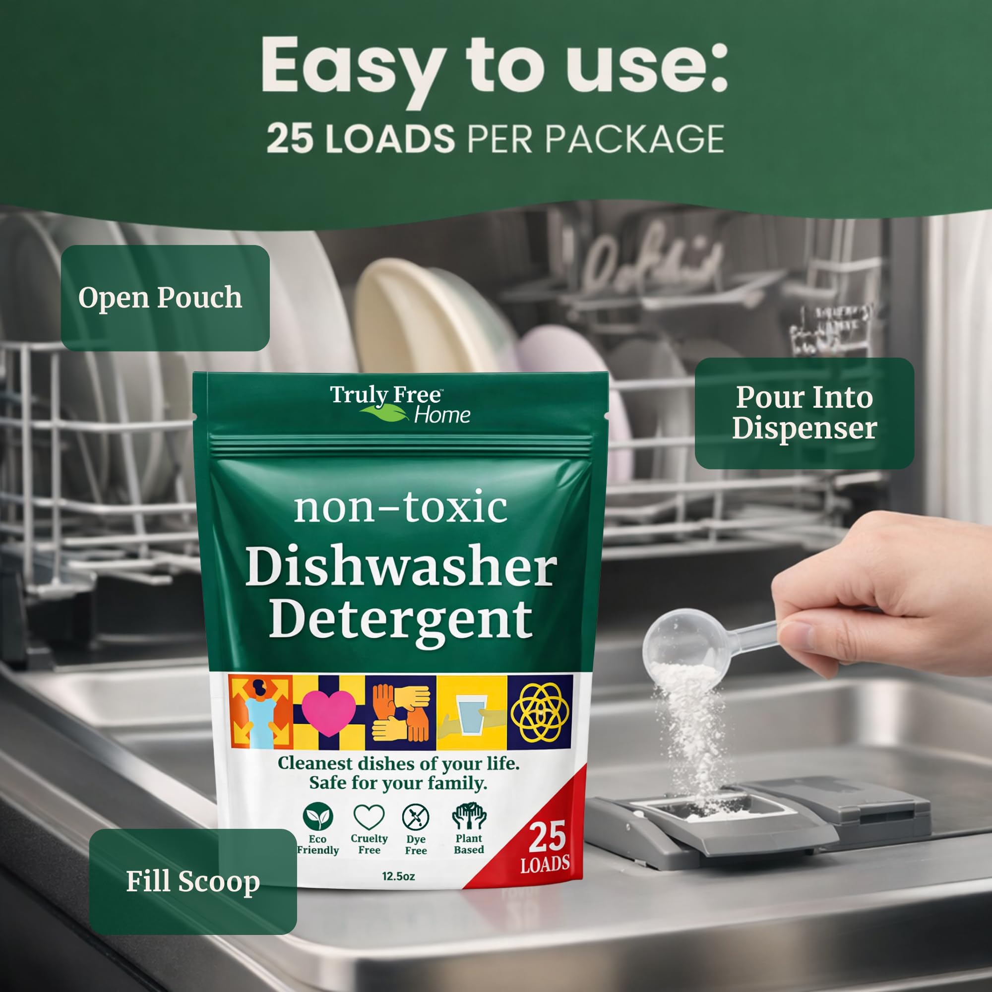 Truly Free Dishwasher Detergent Powder | Plant-Based

