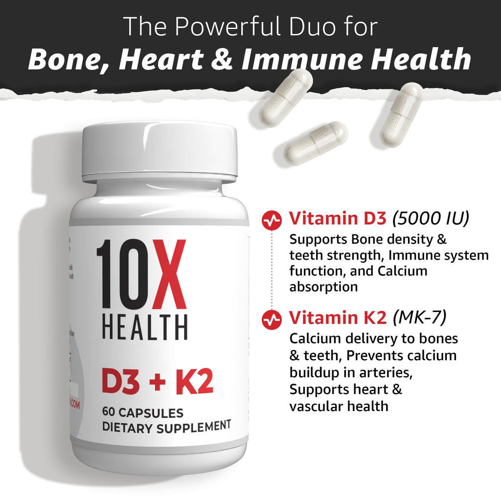 Vitamin D and K Supplement by 10X Health

