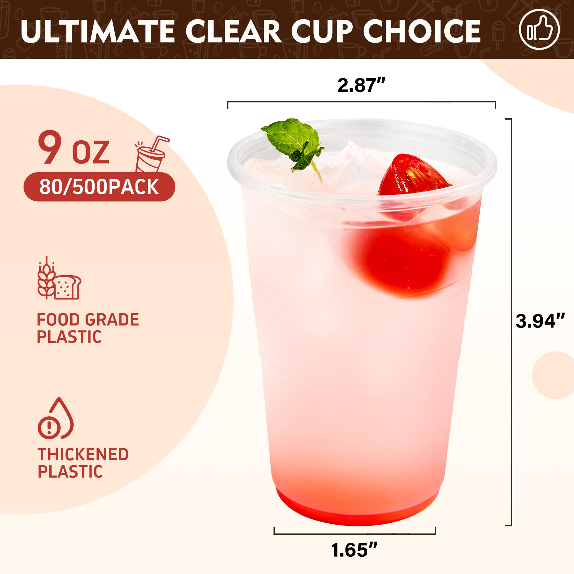 YEEHAW Clear Plastic Cups - Disposable for Cold Beverages

