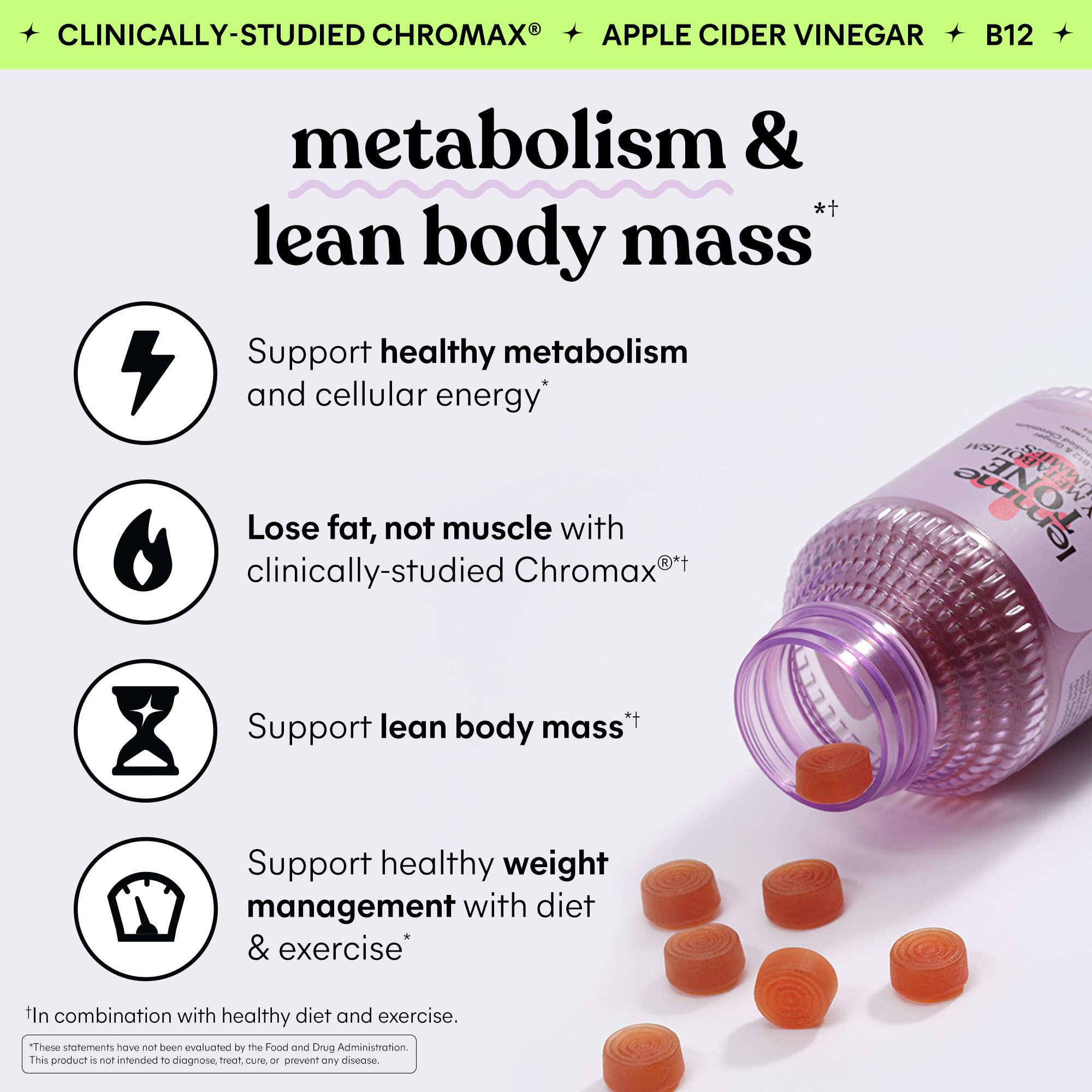 Lemme Tone Metabolism Gummies with Chromium Picolinate & B12

