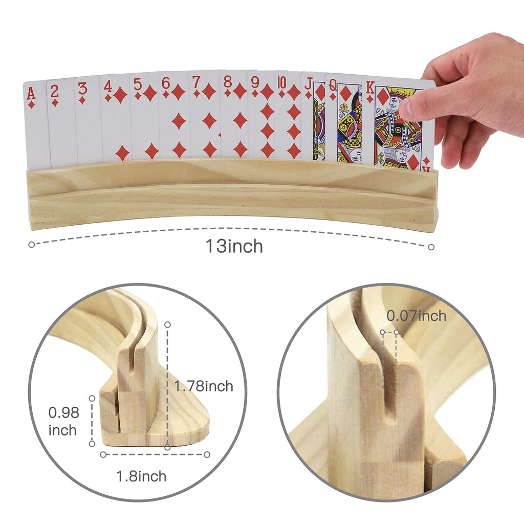 Plusvivo Solid Wood Curved Card Holders for Playing Cards

