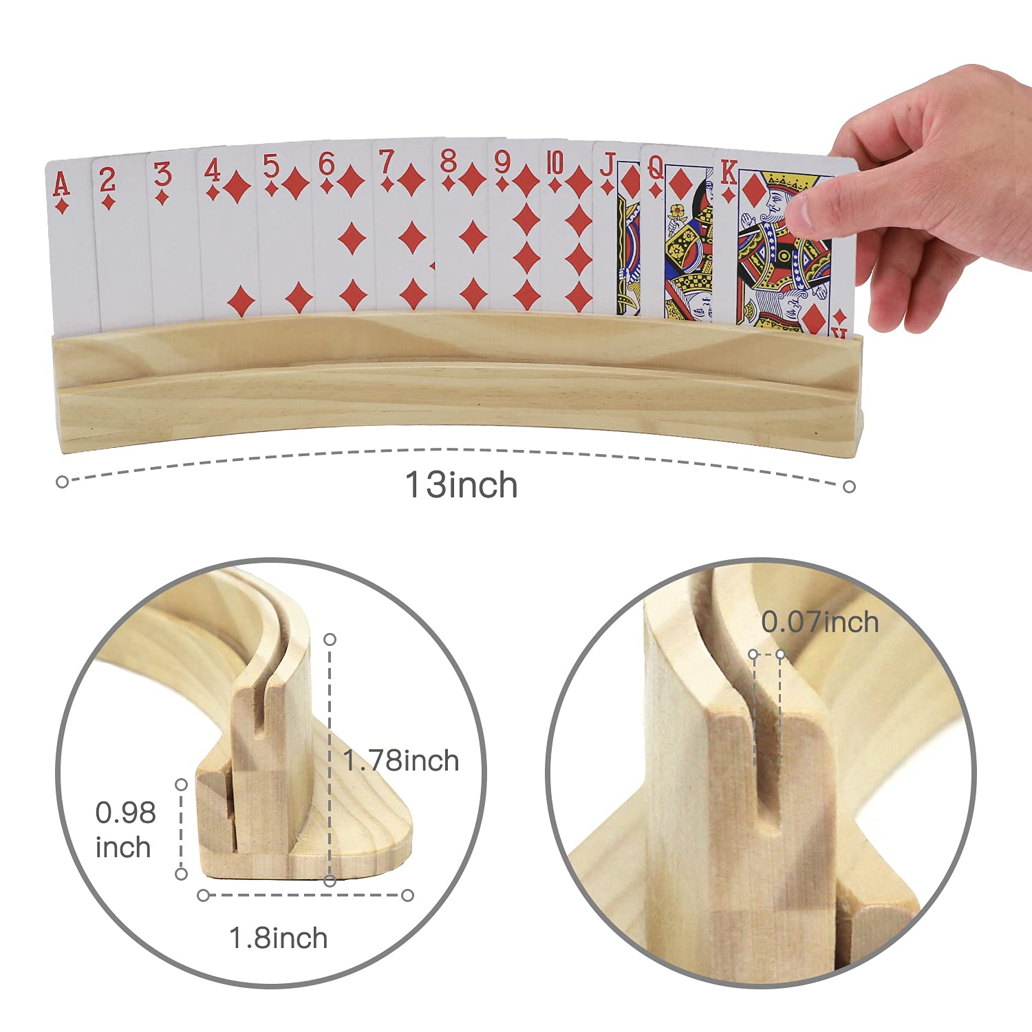 Plusvivo Solid Wood Curved Card Holders for Playing Cards

