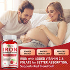 ZHPHK Iron Gummies – 65mg Iron with Folate, Gluten-Free

