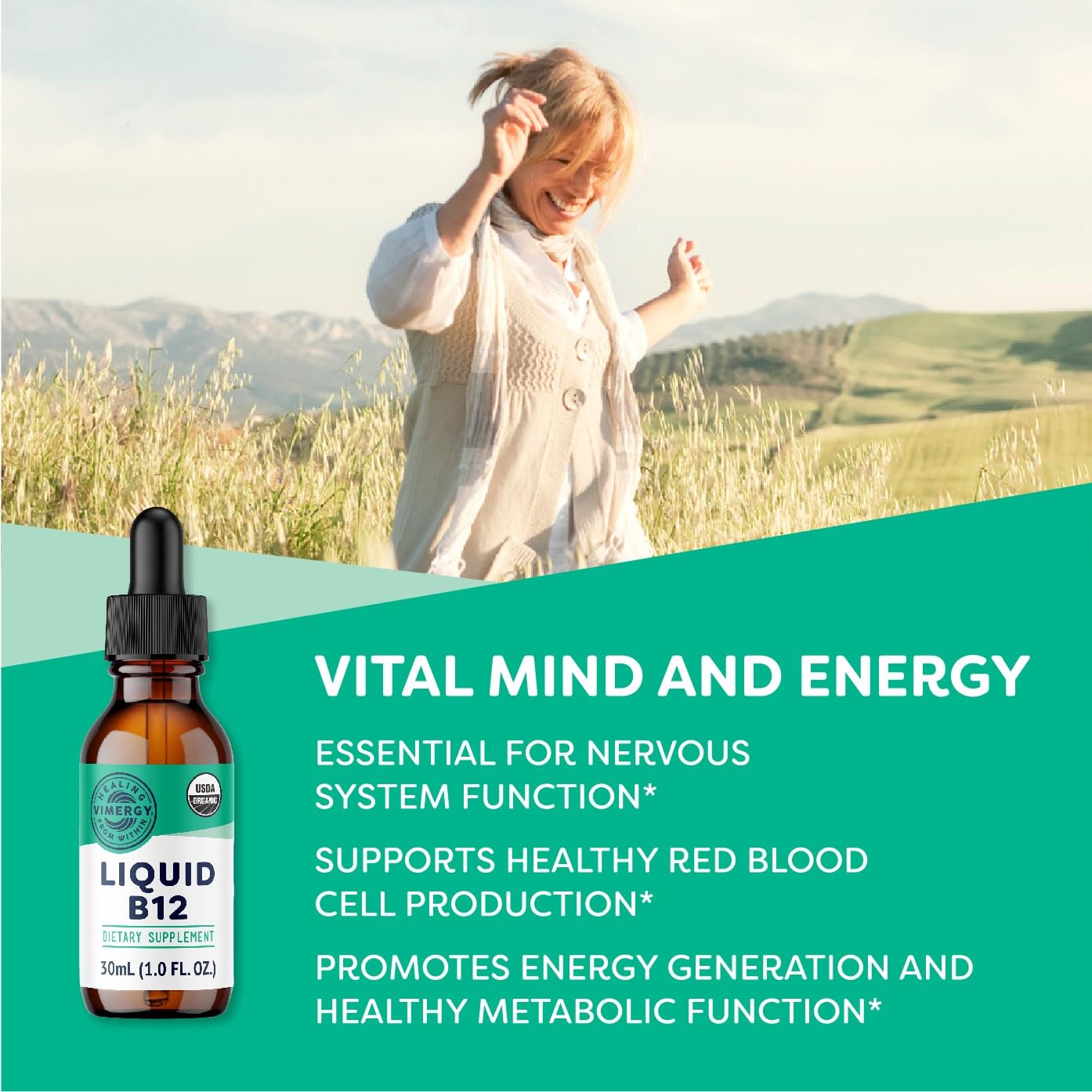 Vimergy Liquid Vitamin B12 Supplement with Methylcobalamin

