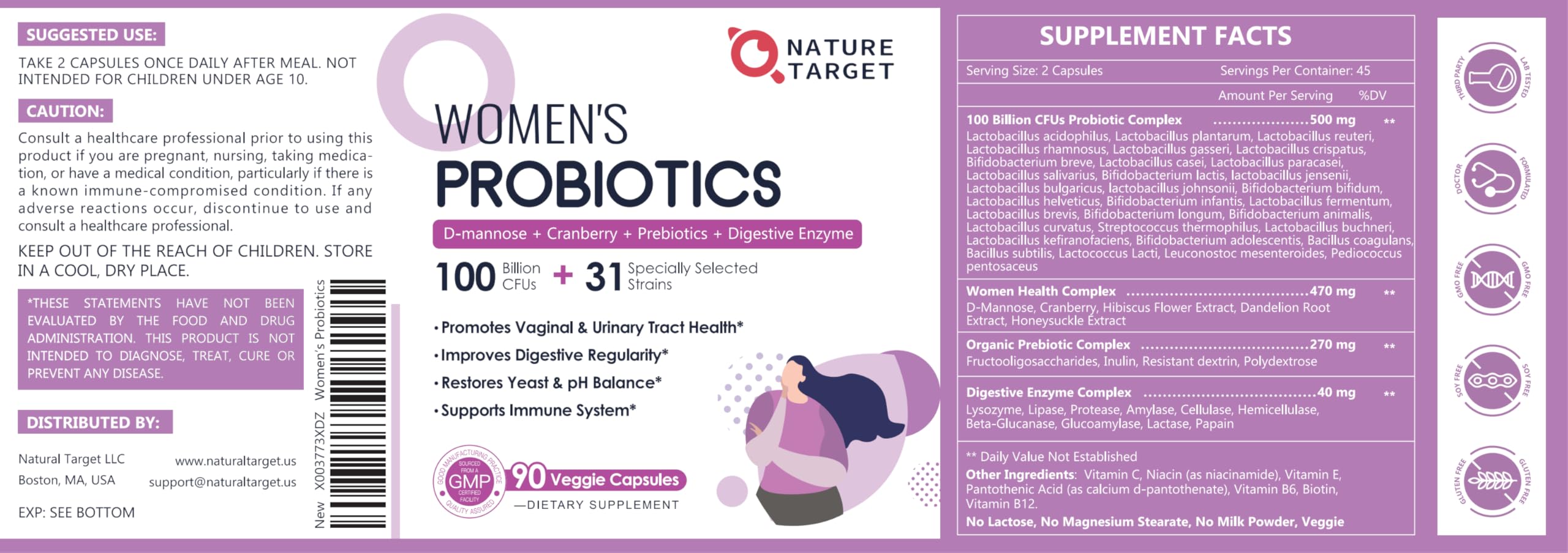 Nature Target Probiotics for Women - Digestive Health

