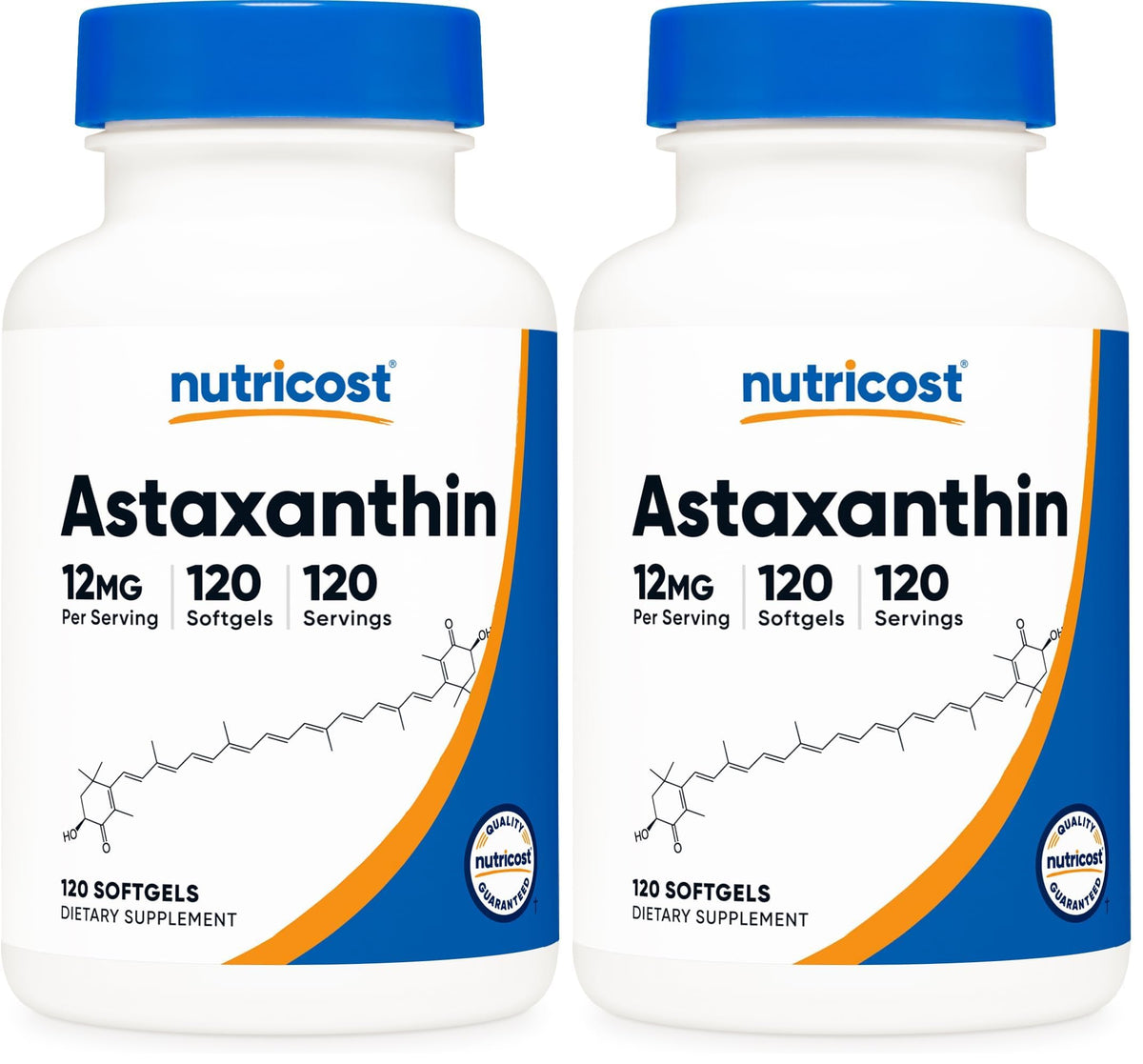 Nutricost Astaxanthin 12mg Non-GMO Gluten Free Softgels