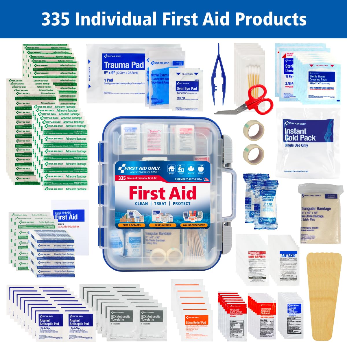 First Aid Only OSHA First Aid Kit for Home Office Car

