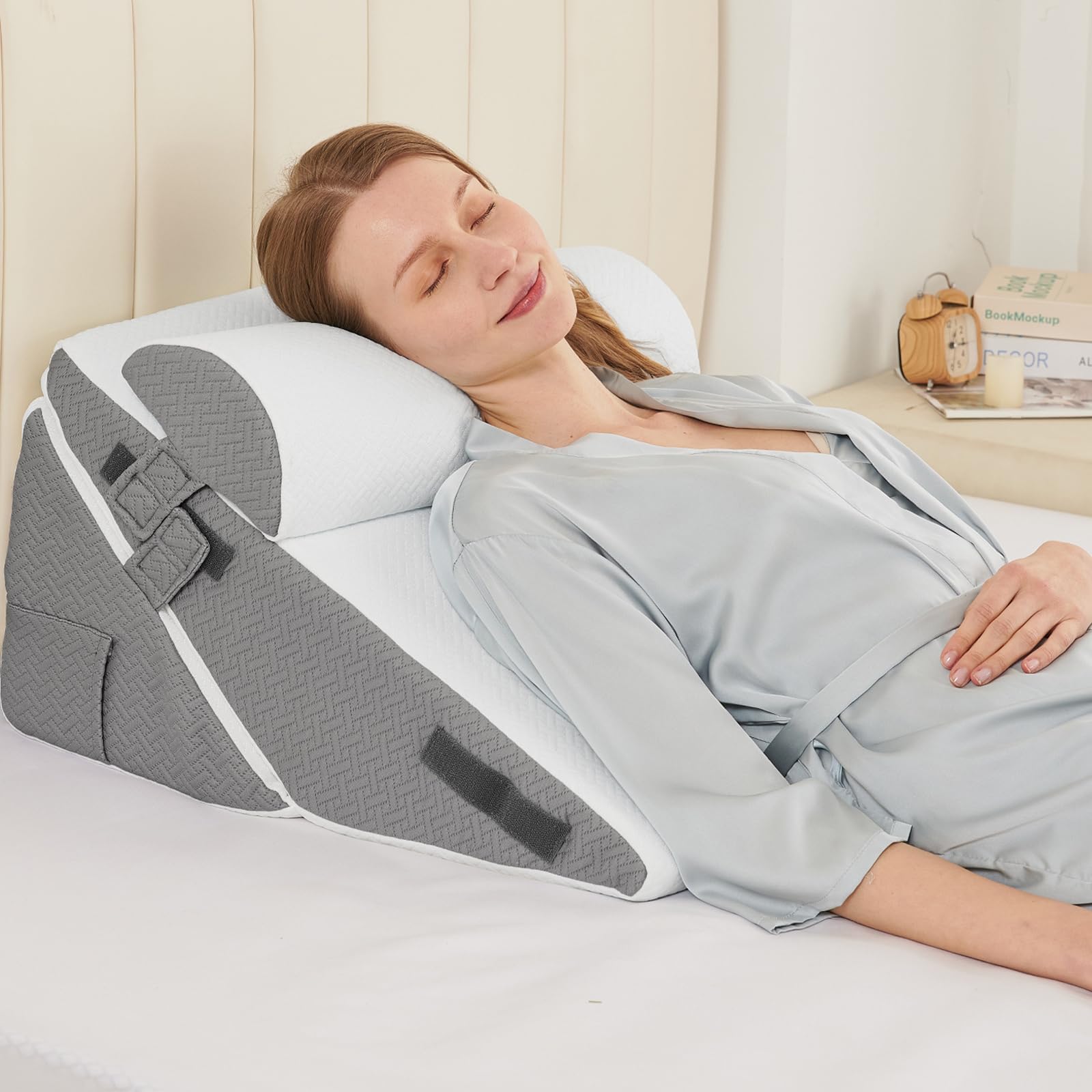 Sasttie Wedge Pillow Set with Memory Foam Neck Cushion

