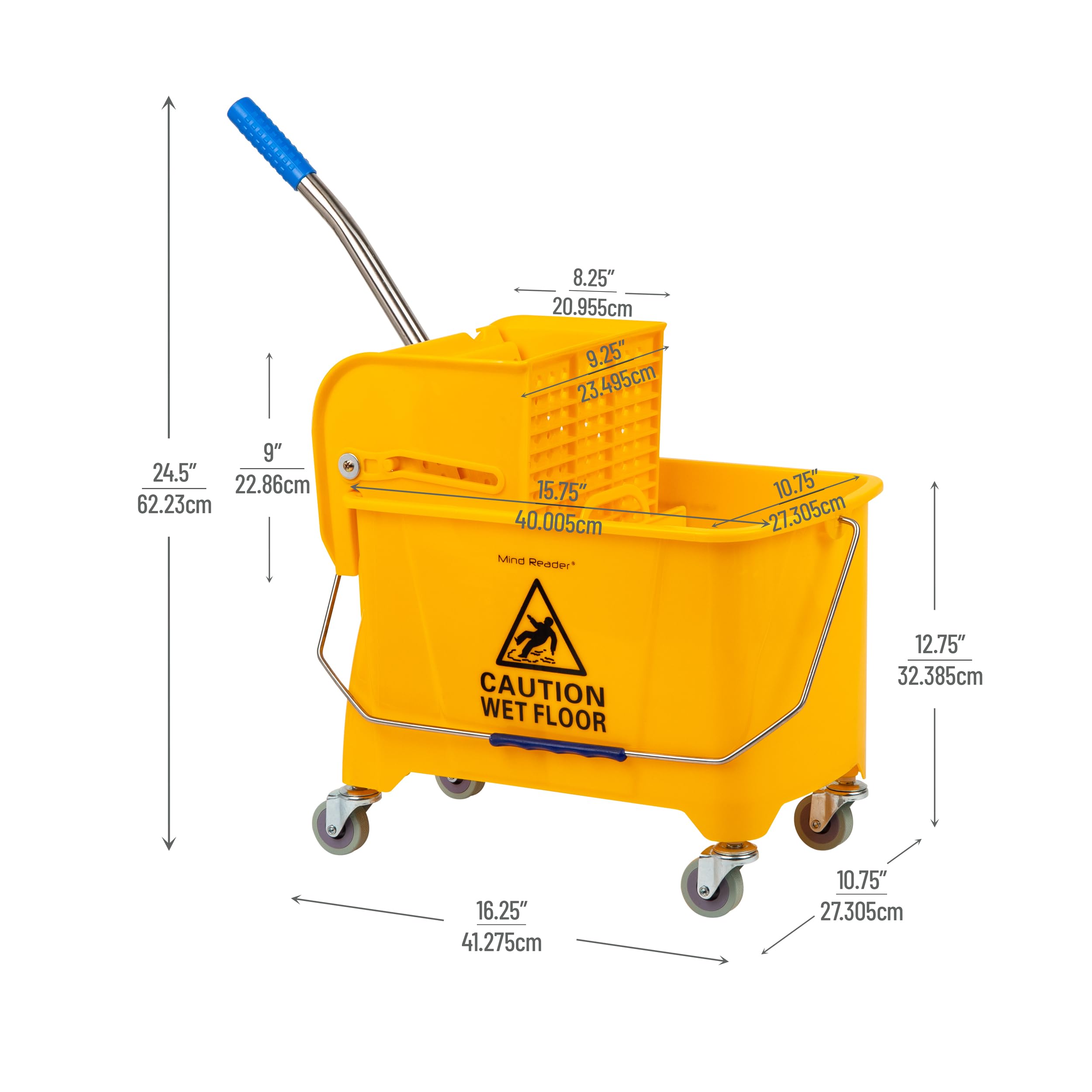 Mind Reader Mop Bucket with Wringer - 5.5 Gal

