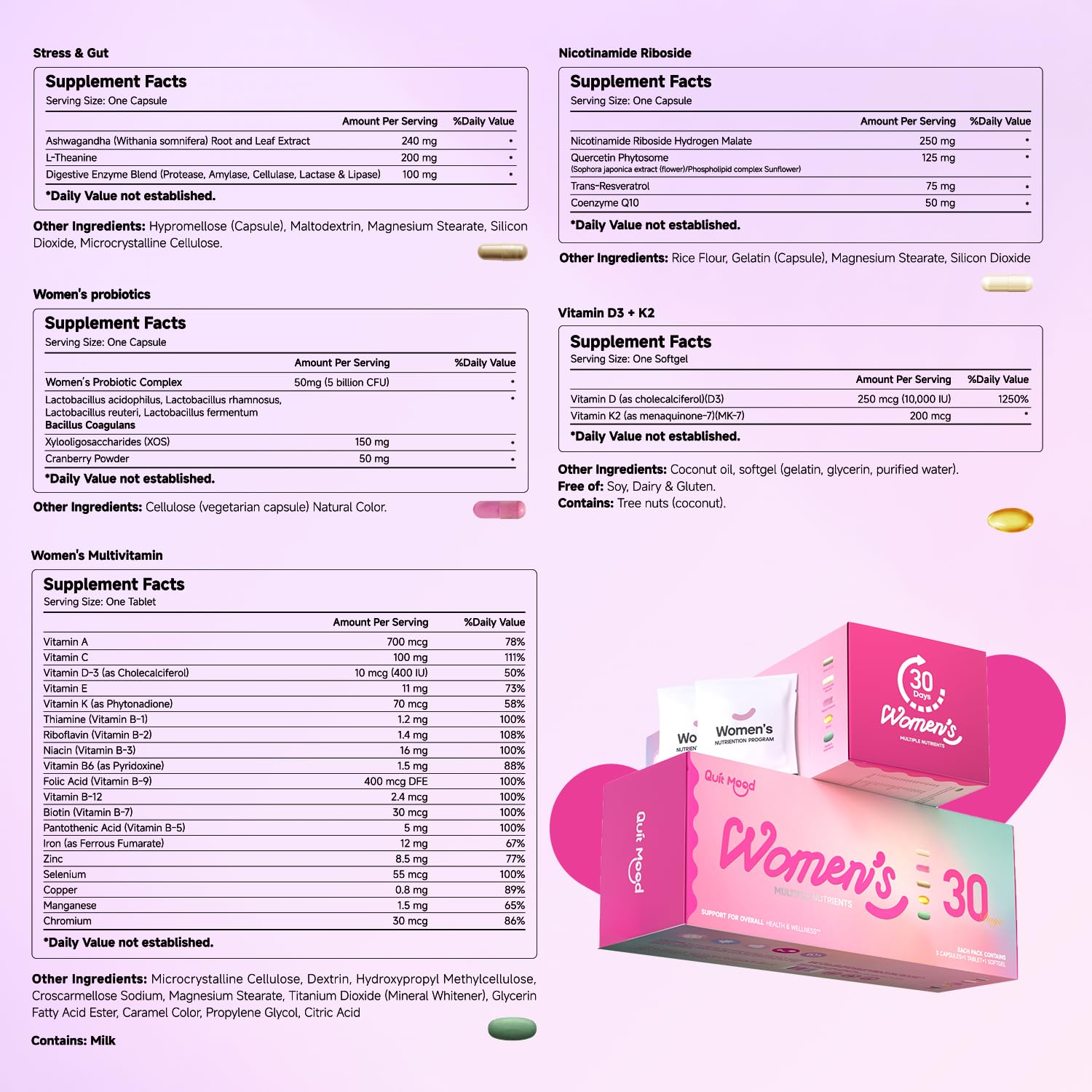 Women’s Multivitamin with D3+K2 NR1000 Probiotics

