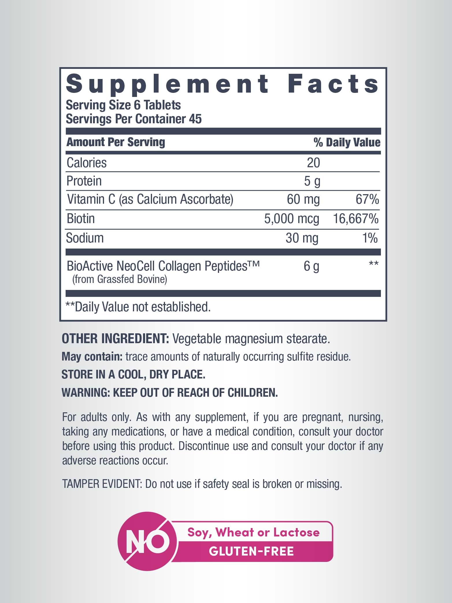 NeoCell Collagen Peptides Pills with Vitamin C & Biotin

