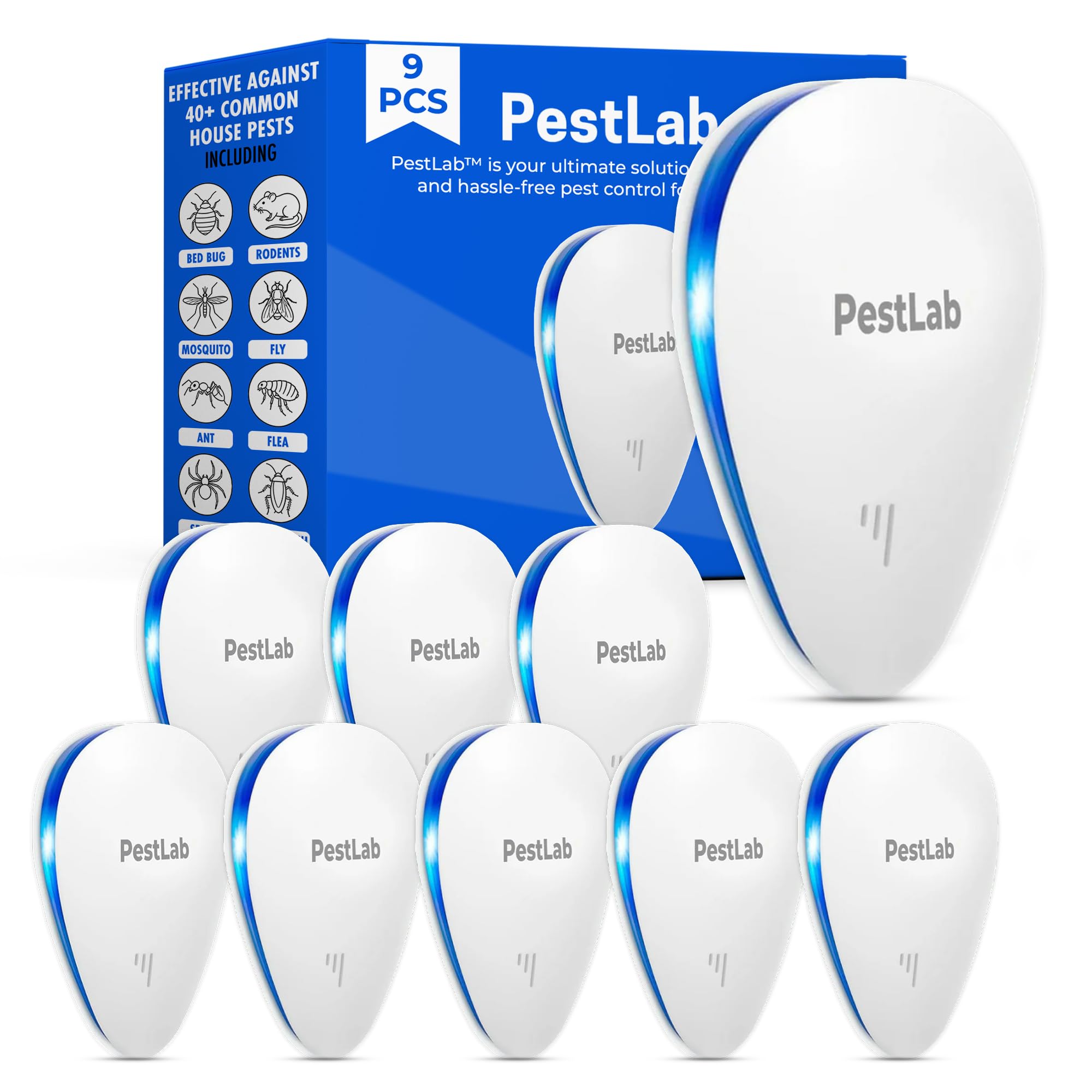PestLab Ultrasonic Pest Repeller Indoor Plug-in Bug Repellent 300 Sq Ft Coverage