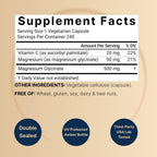 Magnesium Glycinate 500mg with Vitamin C | Veggie Capsules

