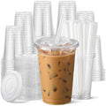 AOZITA Clear Plastic Cups with Lids and Straws, BPA-Free, Leak-Proof