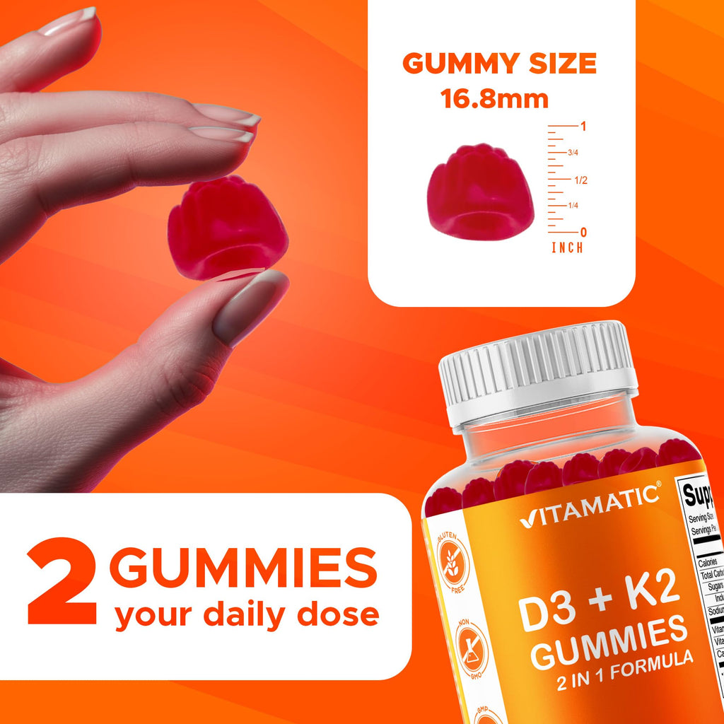 Vitamatic Vitamin D3 & K2 Gummies | Plant-Based Formula

