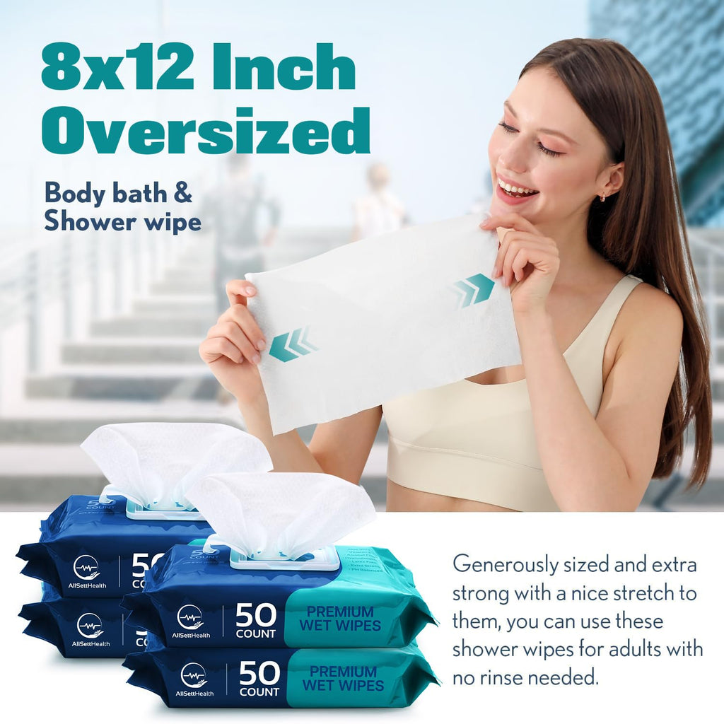 No-Rinse Body Wipes for Adults – Aloe Vera Vitamin E

