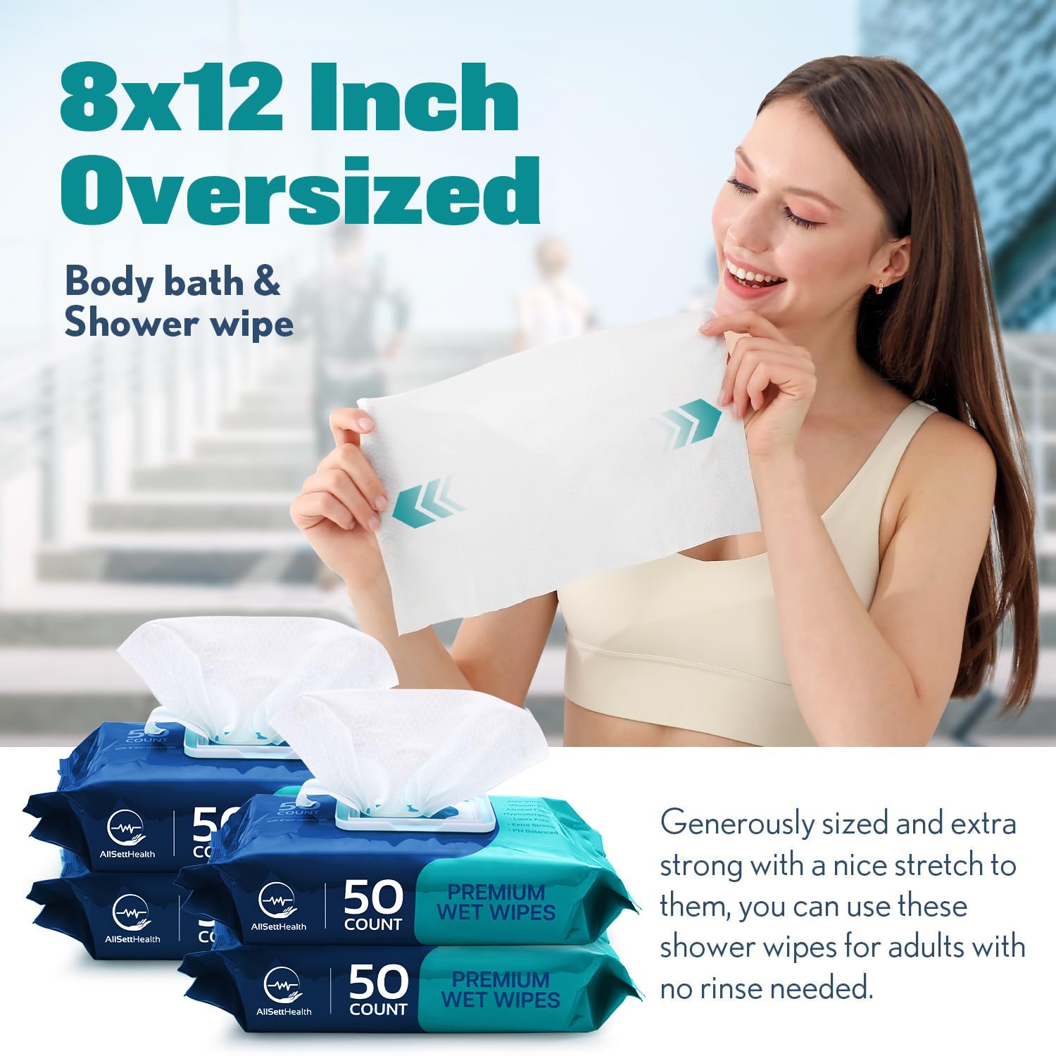 No-Rinse Body Wipes for Adults – Aloe Vera Vitamin E

