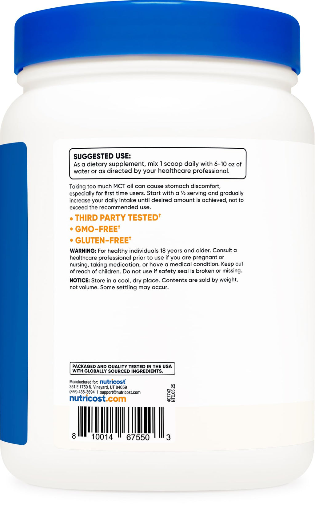 Nutricost MCT Oil Powder for Keto – Coconut-Derived

