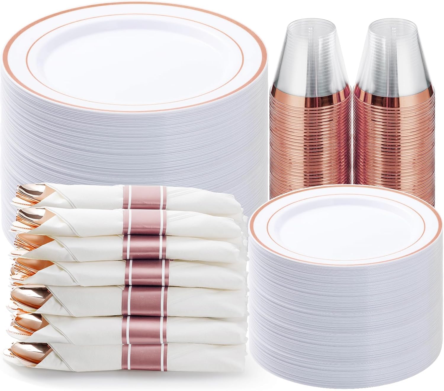 BESTVIP Disposable Plastic Dinnerware Set for Parties