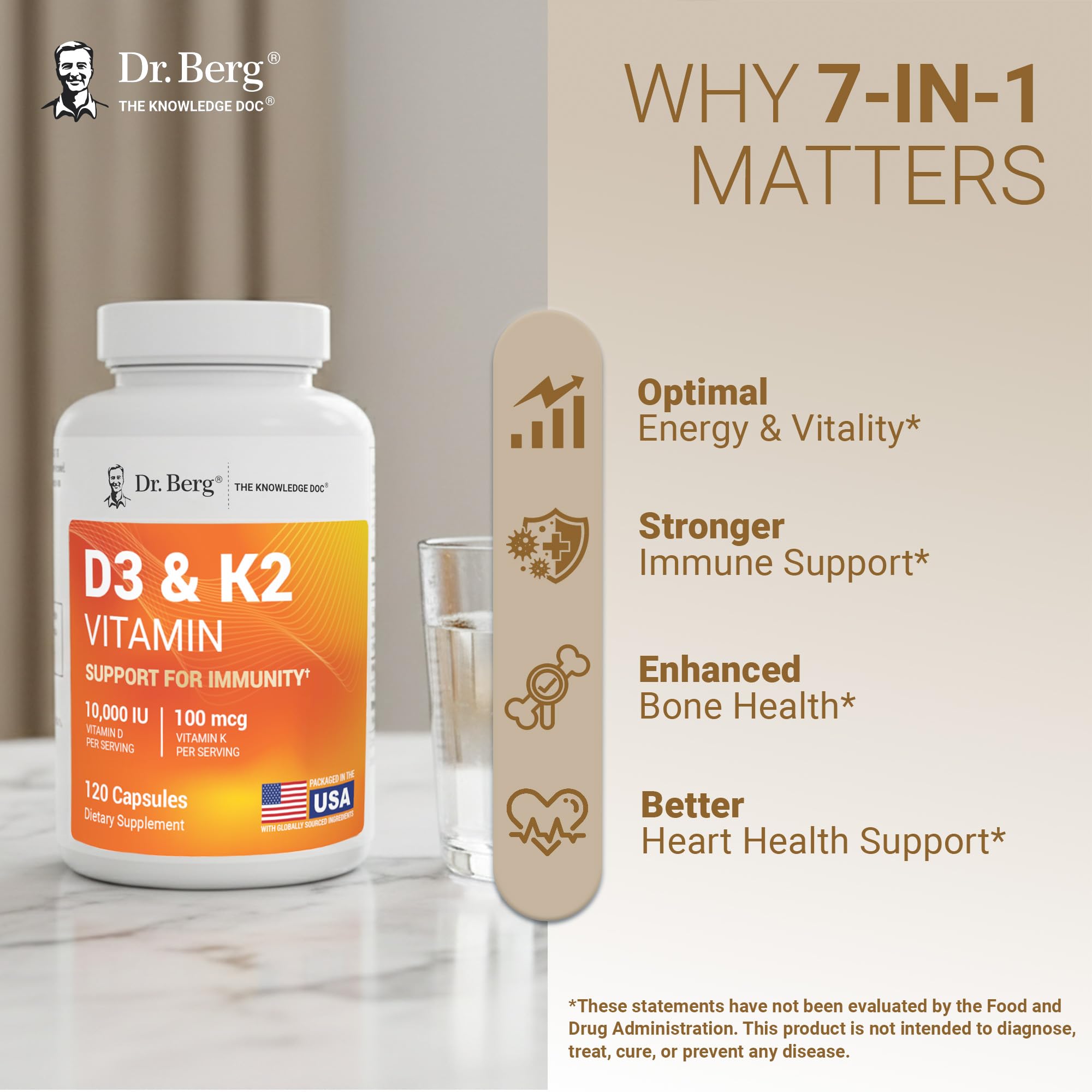 Dr. Berg Vitamin D3 K2 Maximum Strength 7-in-1

