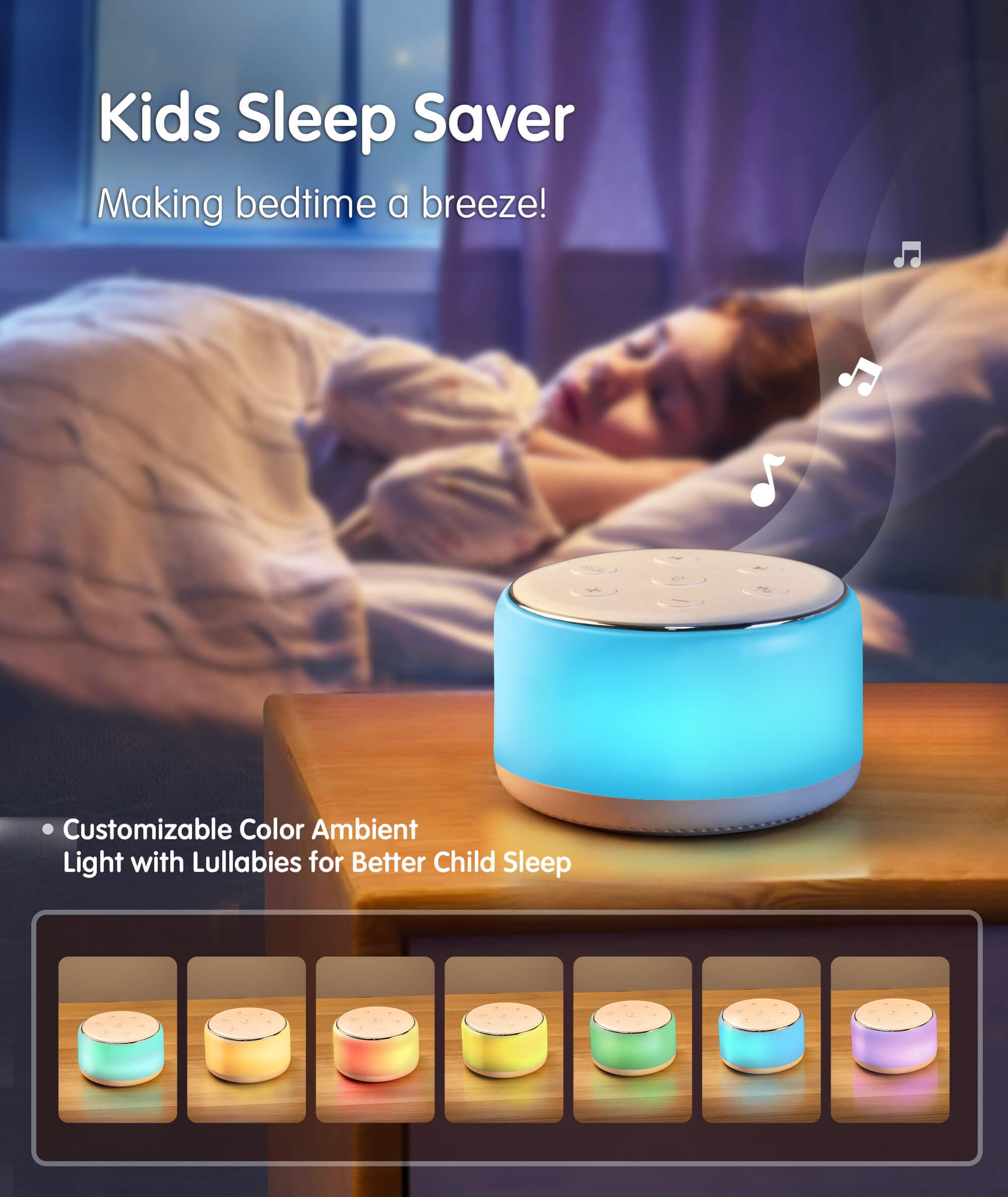FamiSym Noise Machine for Sleep – 34 Sounds, Rechargeable

