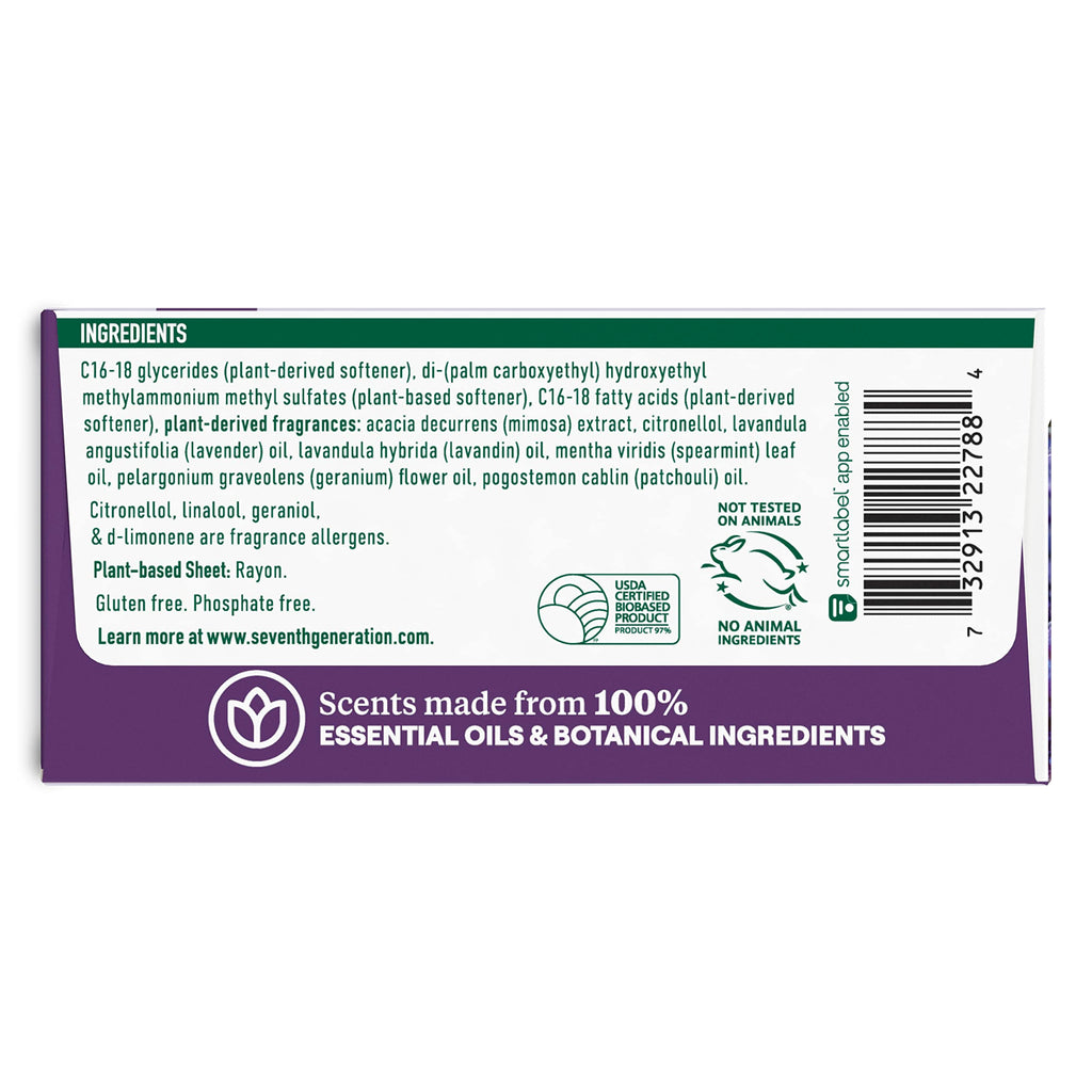 Seventh Generation Lavender Dryer Sheets with Essential Oils

