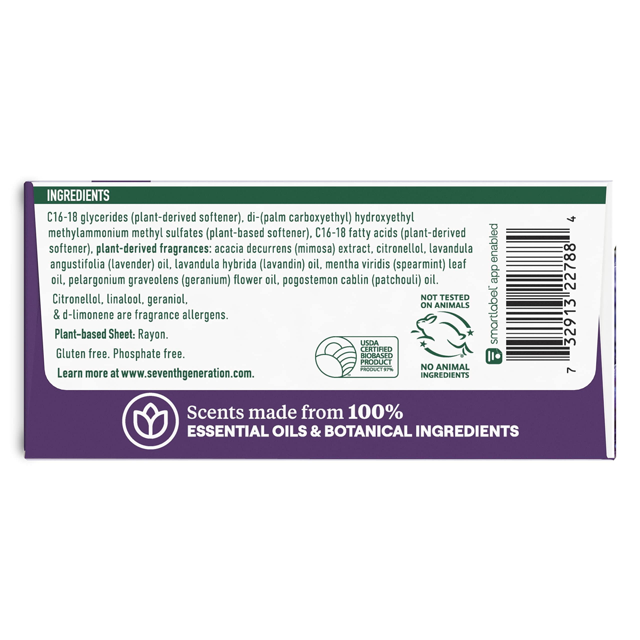 Seventh Generation Lavender Dryer Sheets with Essential Oils

