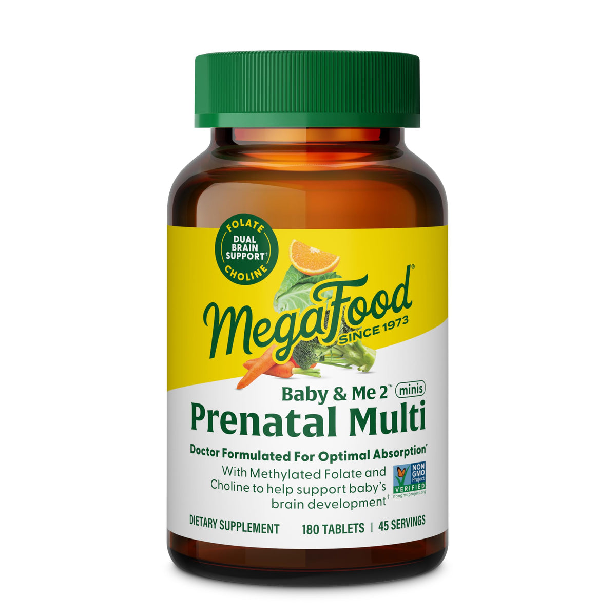 MegaFood Baby & Me 2 Prenatal Minis - Prenatal Vitamin with Choline & Methyl Folate