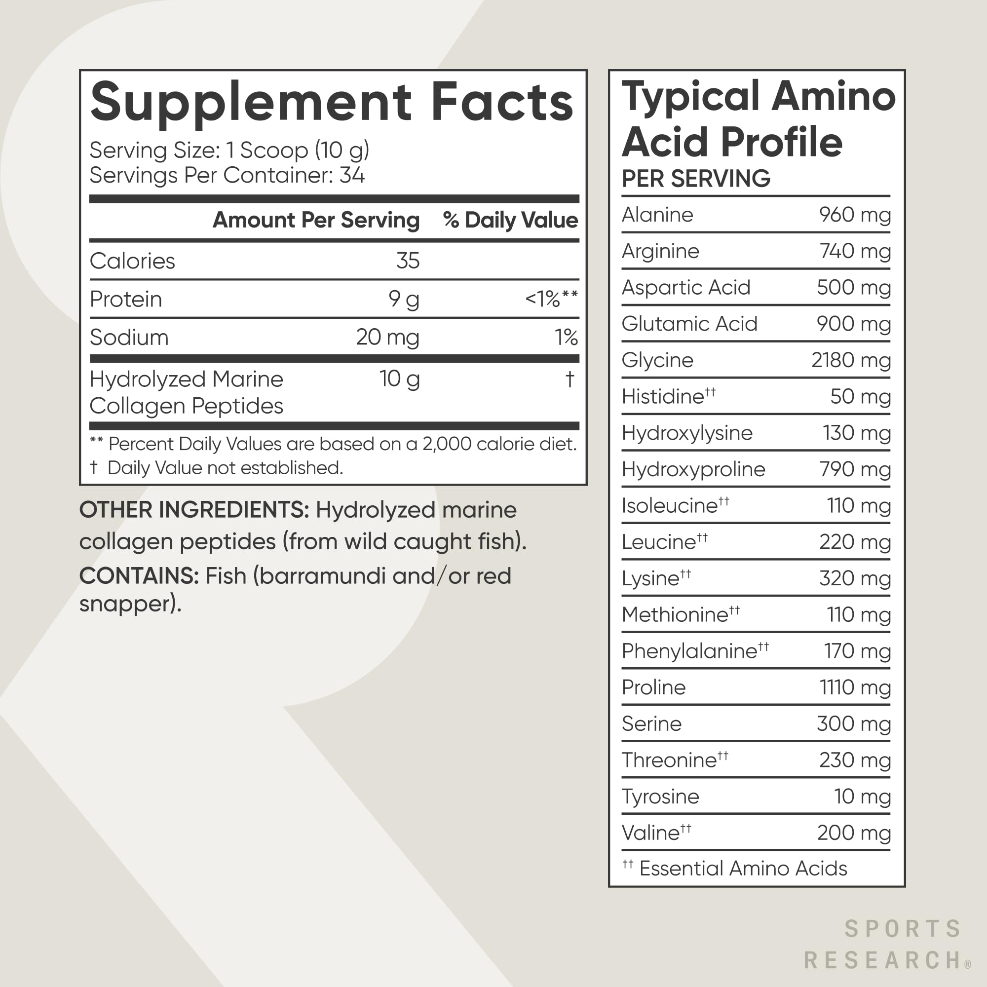 Sports Research Marine Collagen Peptides Powder

