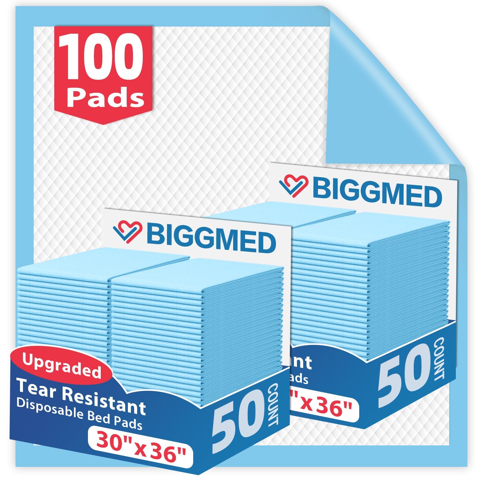 BIGGMED Disposable Bed Pads for Incontinence | Underpads

