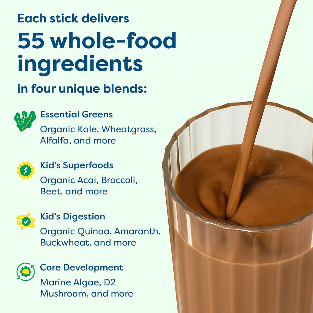 HIYA Kids Greens Powder Sticks | 55 Whole-Food Ingredients

