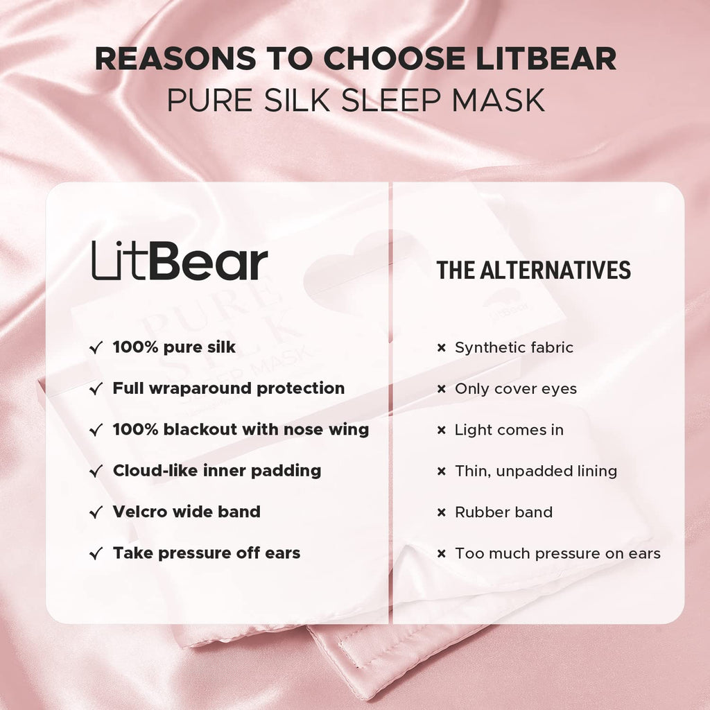 LitBear Silk Sleep Mask | 22 Momme Mulberry Silk

