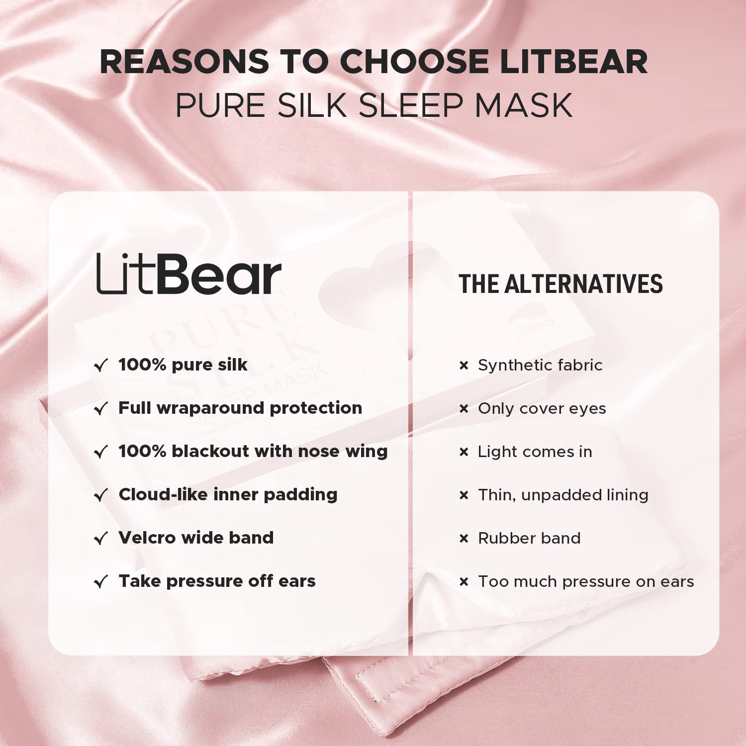 LitBear Silk Sleep Mask | 22 Momme Mulberry Silk

