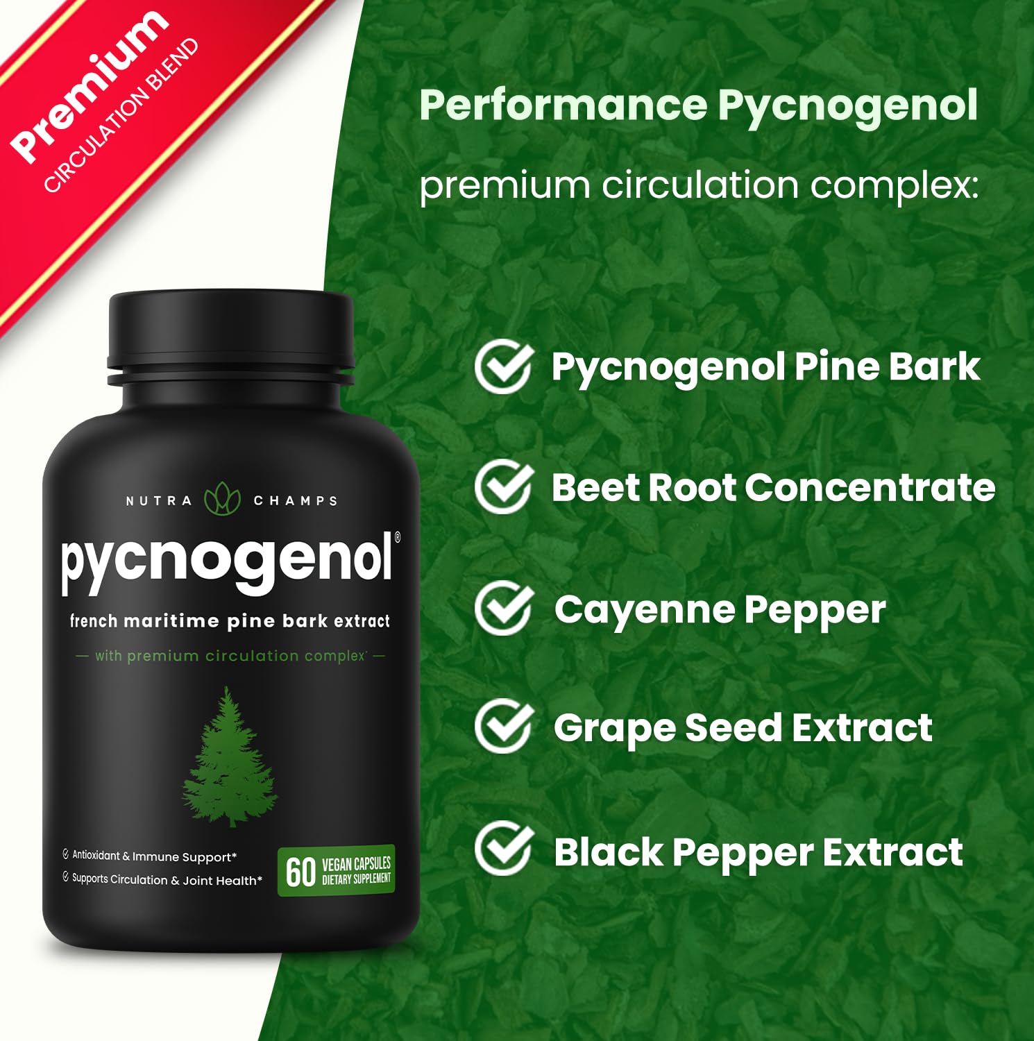 Pycnogenol Pine Bark Extract by NutraChamps for Circulation


