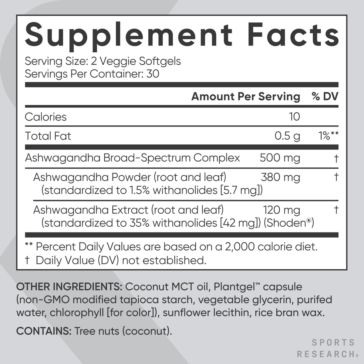 Sports Research Ashwagandha Softgels for Relaxation and Sleep

