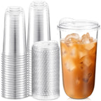 Baderke Disposable Cups with Sip Lids - Round Bottom Plastic Cups