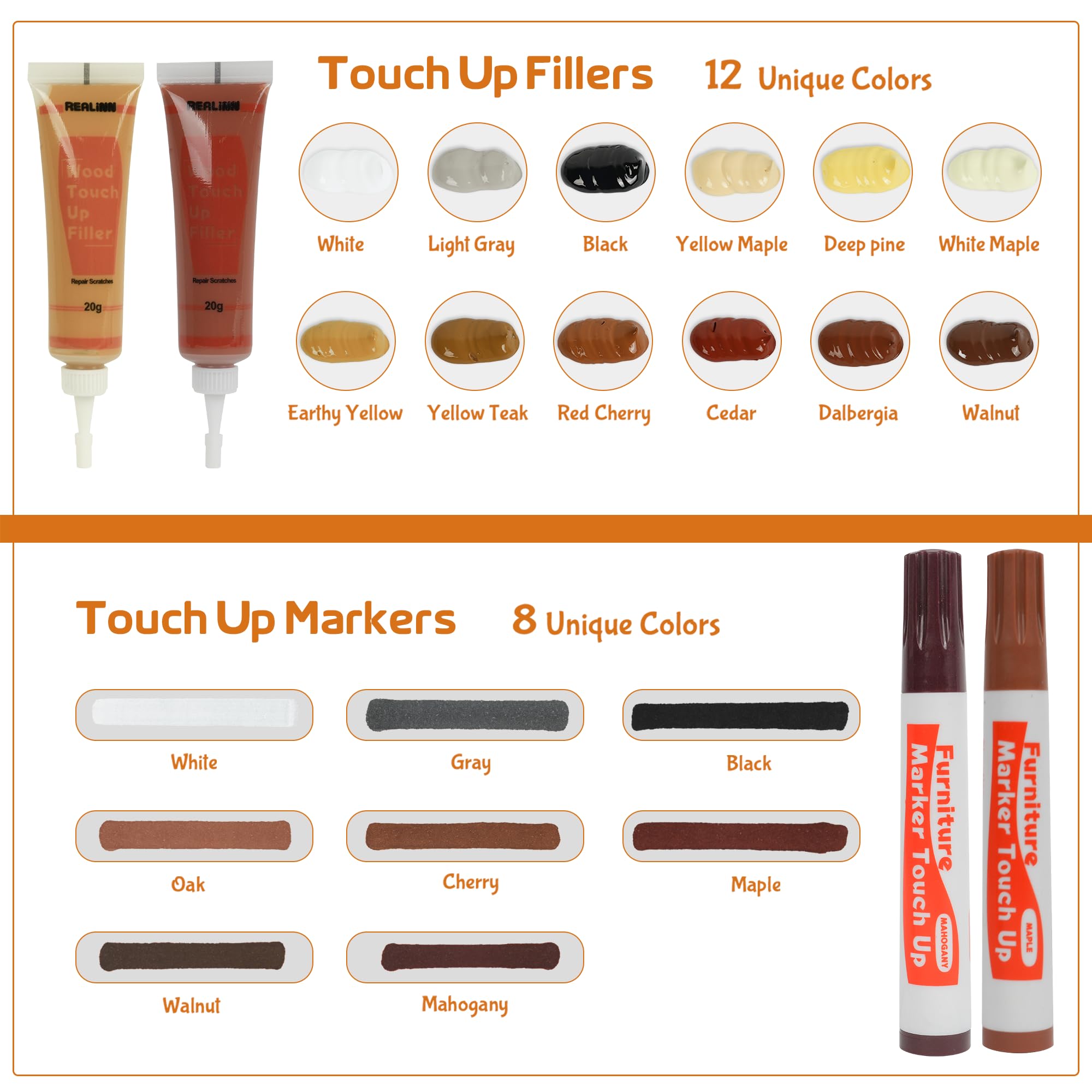 REALINN Wood Furniture Repair Kit - Restore Scratches

