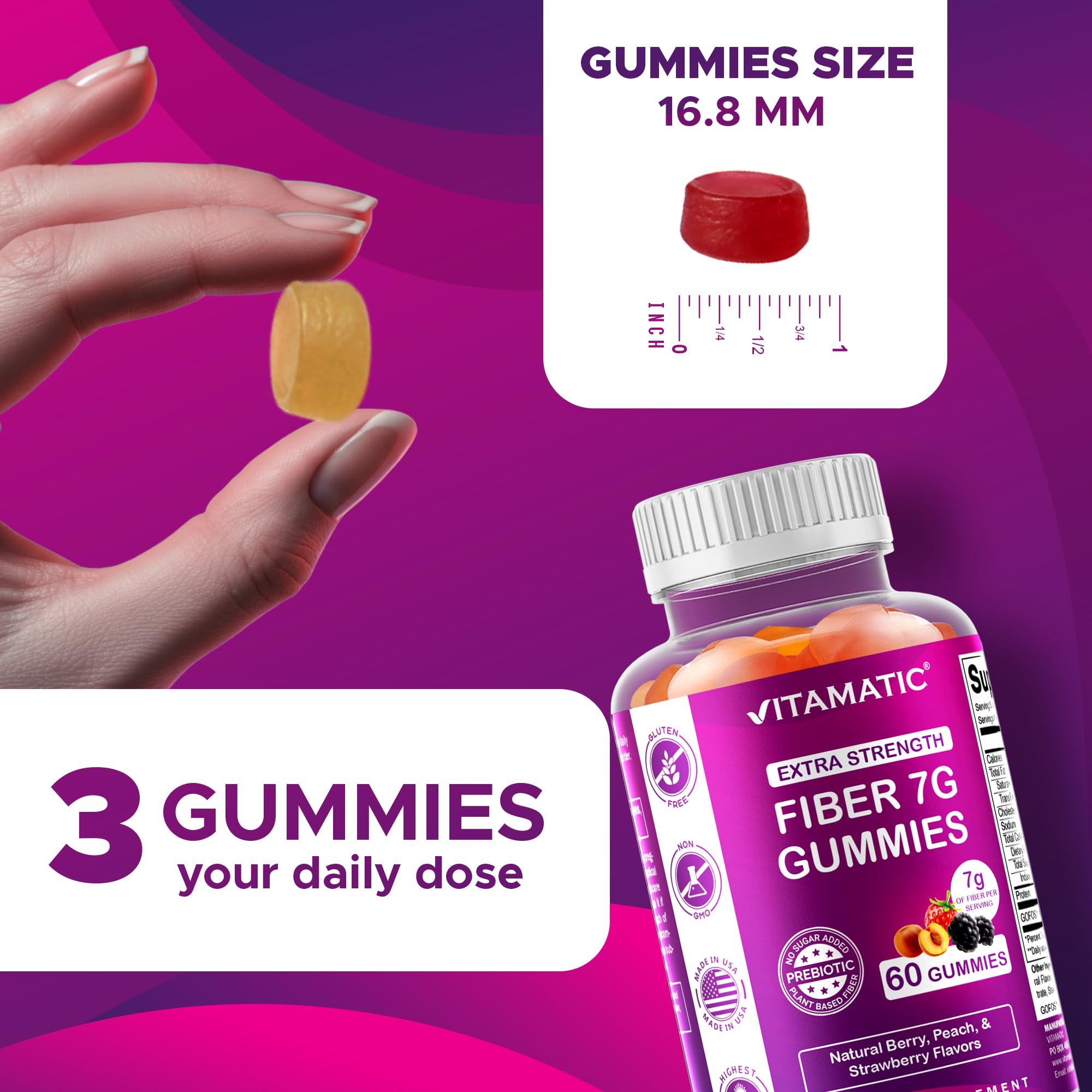 Vitamatic Prebiotic Fiber Gummies - Extra Strength


