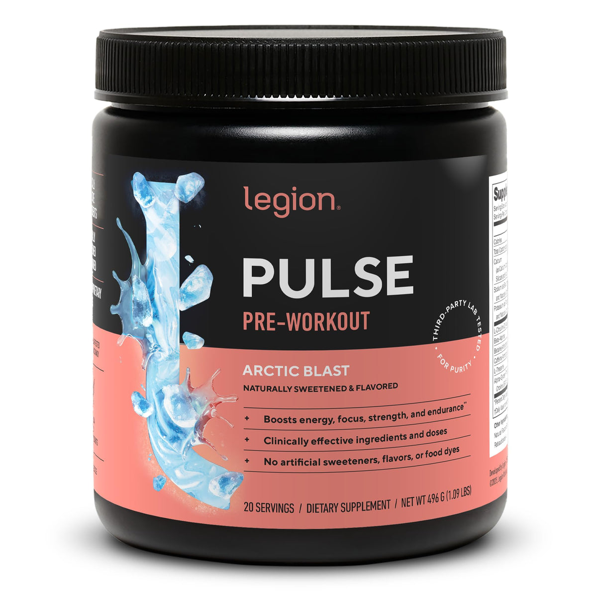 Legion Pulse Pre Workout Supplement - All Natural Nitric Oxide, Creatine Free, Naturally Sweetened