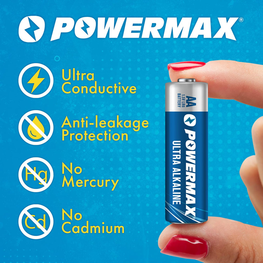 Powermax AA Alkaline Batteries - 1.5V Non-Rechargeable

