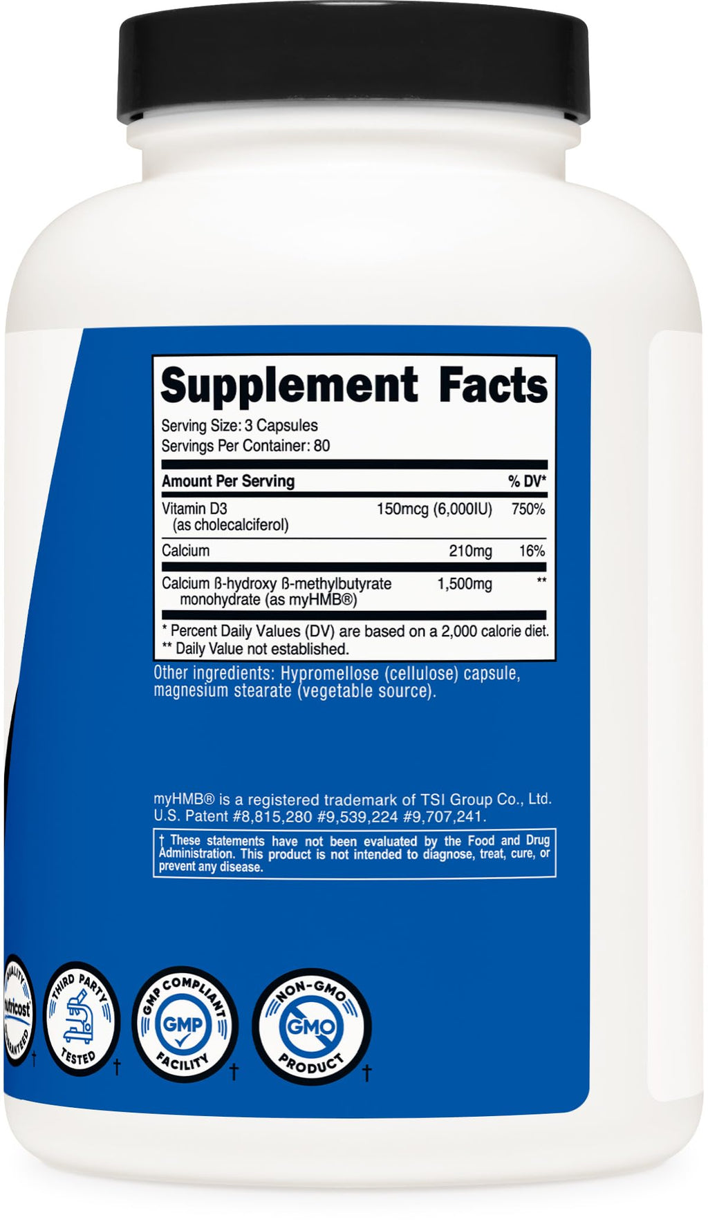Nutricost HMB & Vitamin D3 Supplement - Daily Support

