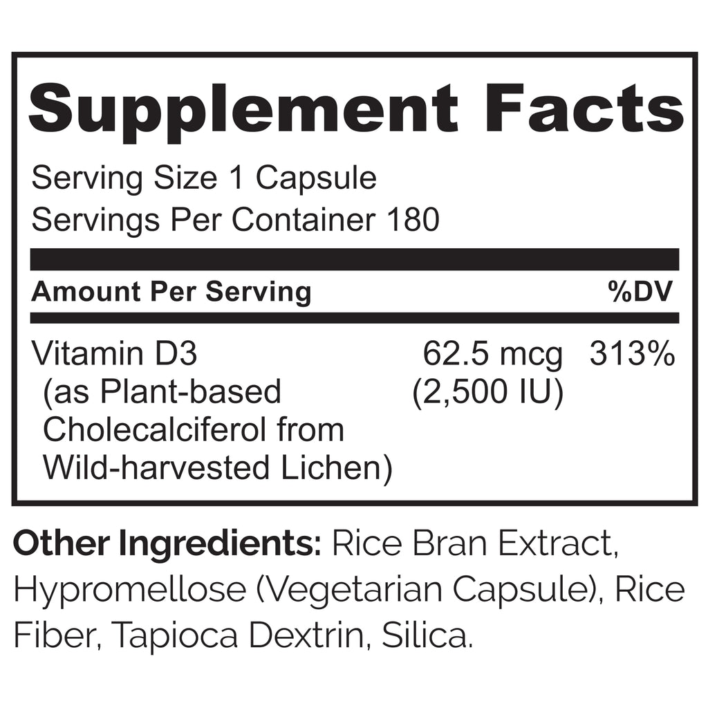 NATURELO Vitamin D3 2500 IU from Lichen for Immunity

