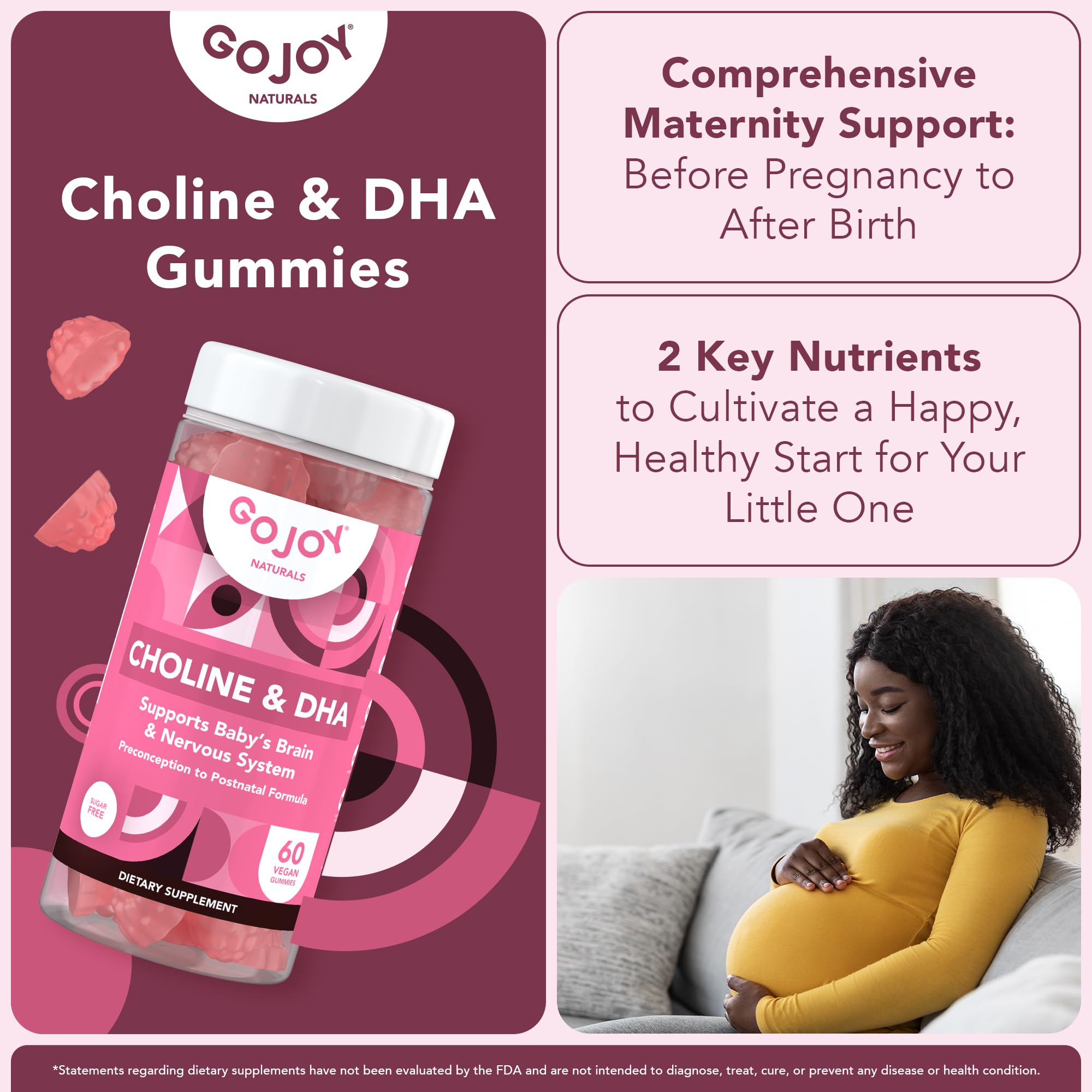 GOJOY NATURALS Prenatal Gummies with Choline & DHA

