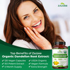 Zazzee Organic Dandelion Root 10:1 Extract Herbal Supplement

