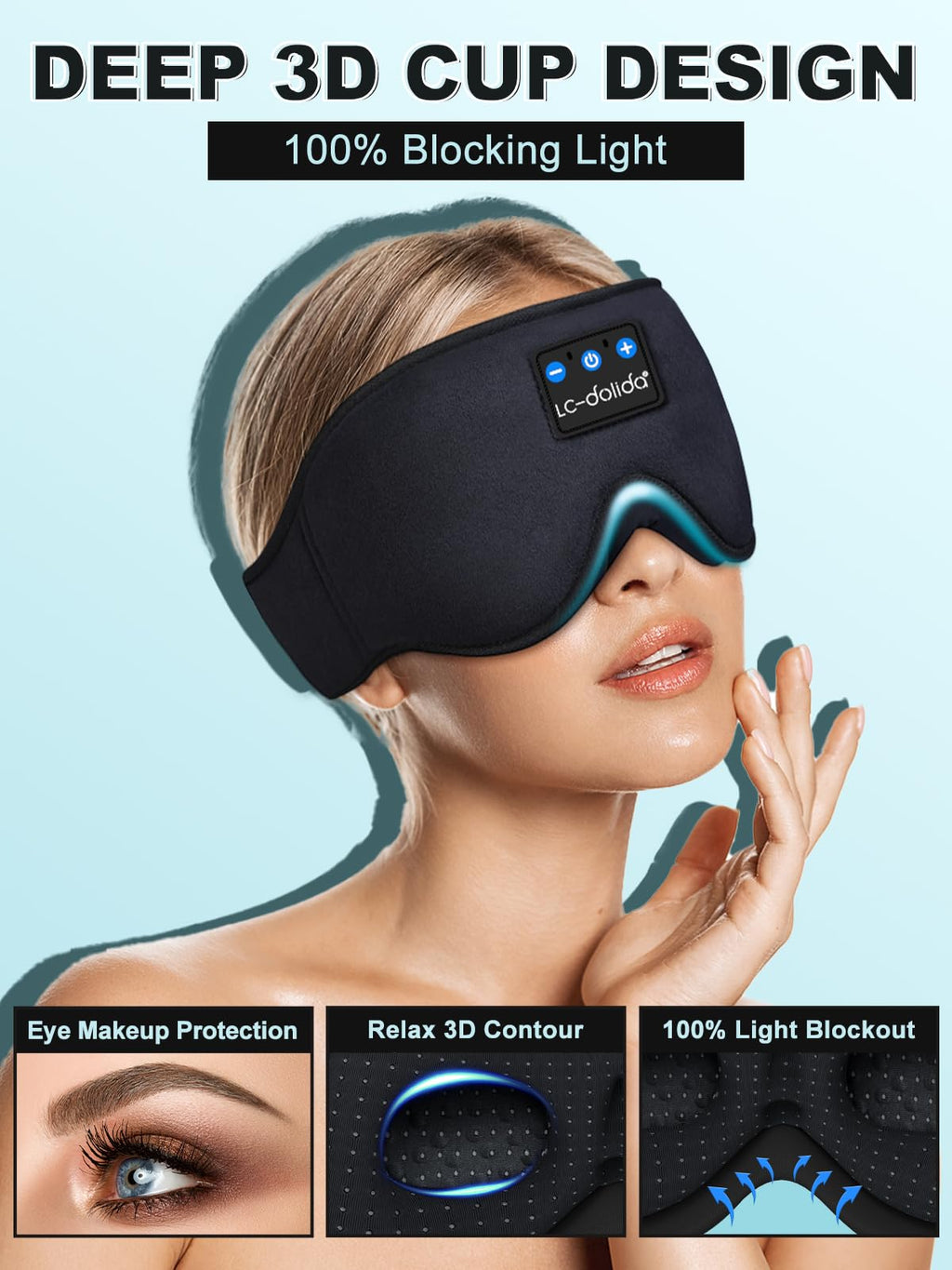 LC-dolida Sleep Headphones Eye Mask with Bluetooth Audio

