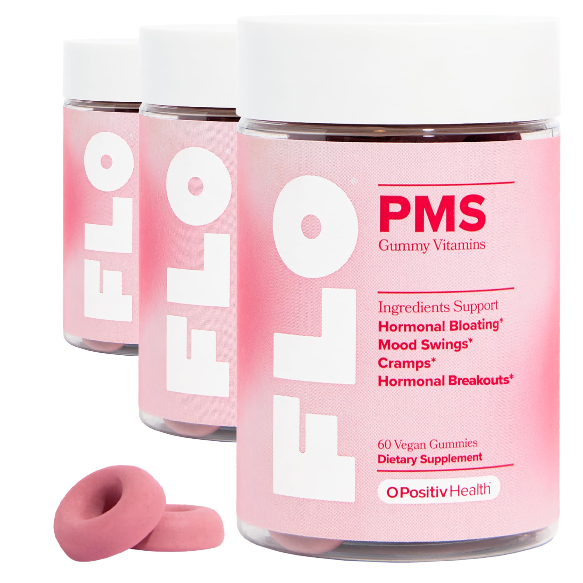 O Positiv FLO PMS Gummies for Women – Proactive PMS Relief with Chasteberry, Vitamin B6 & Lemon Balm