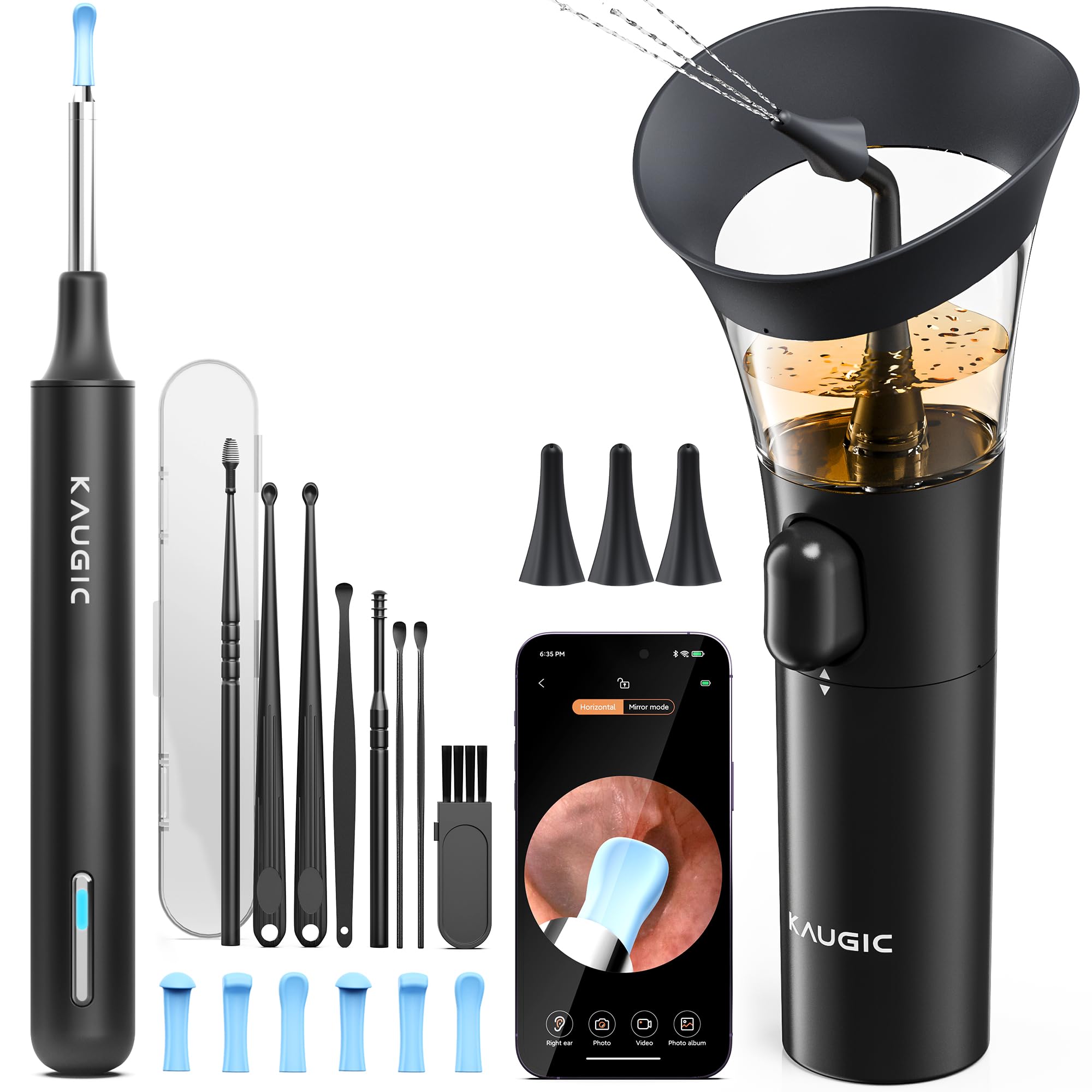 KAUGIC Ear Wax Removal with Camera One-Hand Ear Cleaner

