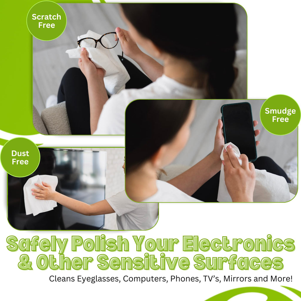 The White Green Cloth Reusable Cleaning Cloth for Glass

